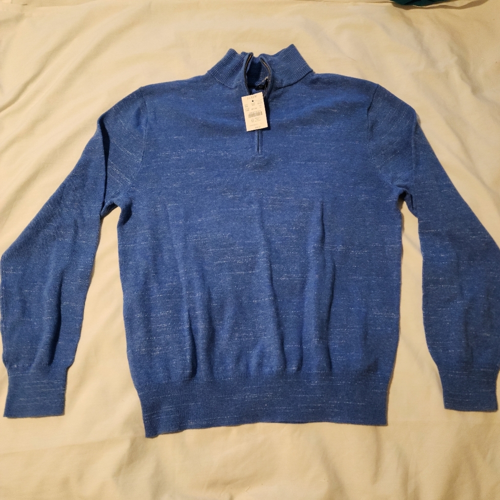 J Crew Men's Blue Half Zip Sweater - New With Tags